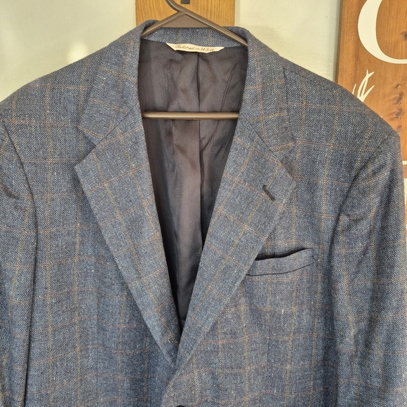 Stafford Blue Checkered Blazer - Picture 2 of 7
